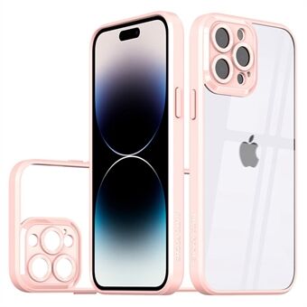 Voor iPhone 14 Pro Precieze uitsparing Lensbescherming Telefoonhoes Transparant PC Back TPU Frame Anti-drop Case