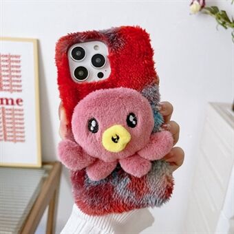 Voor iPhone 14 Pro Octopus Pluche Doll Decor Winter Fluffy Phone Case Drop-proof TPU Cover