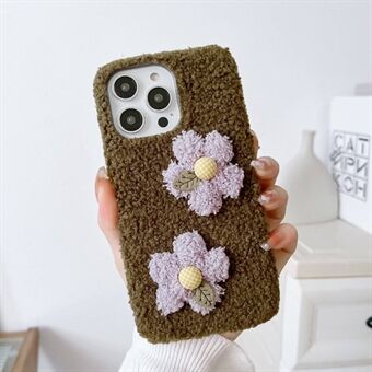 Voor iPhone 14 Pro Flower Decor Pluche telefoonhoes Drop-proof TPU beschermhoes