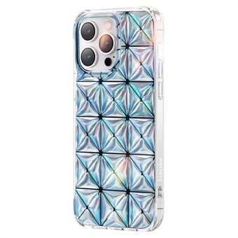 KINGXBAR Miya-serie voor iPhone 14 Pro TPU + PET-versterkte hoeken Telefoonhoes 3D Rhombus IMD Anti-gele hoes