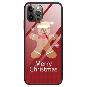 Voor iPhone 14 Pro Zacht TPU + gehard glas Anti- Scratch achterkant Case Kerstpatroonbedrukking Beschermhoes - SD