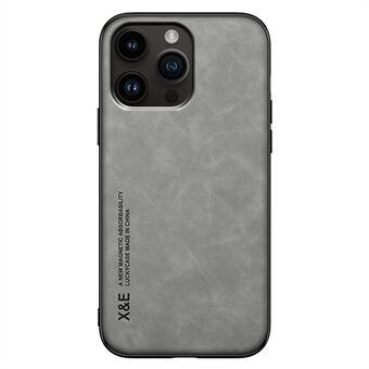 X&E anti-val mobiele telefoon achterkant voor iPhone 14 Pro Skin-touch gevoel PU-leer + TPU + pc-telefoonhoes met ingebouwde metalen plaat