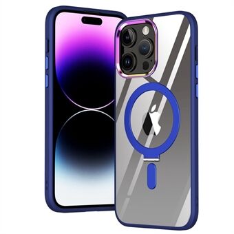 Galvaniseren ontwerp telefoonhoes voor iPhone 14 Pro, duidelijke pc + TPU standaard schokbestendige telefoonhoes ondersteuning magnetisch draadloos opladen