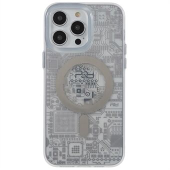 PQY Geek Series Circuittestijl Magnetisch Telefoonhoesje voor iPhone 14 Pro Compatibel met MagSafe, Hybride Bescherming Metaal+TPU+PET Schokbestendige Hoes