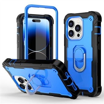 Voor iPhone 14 Pro PC + siliconen + TPU telefoon schokbestendig hoesje beschermende achterkant met metalen Ring standaard