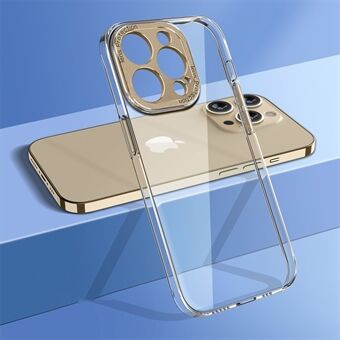 Voor iPhone 14 Pro Anti-vergelende harde pc-achterkant Camerabescherming Frame Kristalheldere telefoonhoes