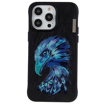 NIMMY Voor iPhone 14 Pro Dier Patroon Borduurwerk Anti- Scratch Mobiele Telefoon Case PU Leer + TPU + PC Beschermhoes