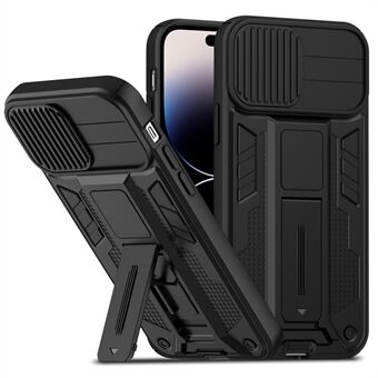 Voor iPhone 14 Pro Slide Camera Cover Protection Design Kickstand Case Hard PC Soft TPU Anti Scratch Phone Shell