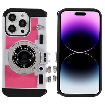 Voor iPhone 14 Pro Vintage Style Classic Camera Phone Case PU Leather + TPU + PC Drop Protection Cover met Lanyard