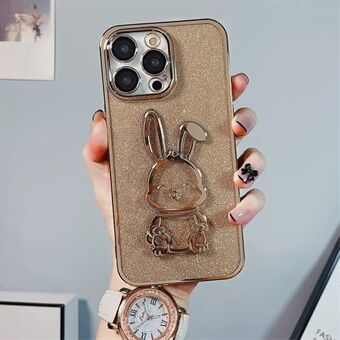 Voor iPhone 14 Pro Schattig Konijn Galvaniseren Telefoonhoesje Glitter Soft TPU Volledige cameralensbeschermingshoes