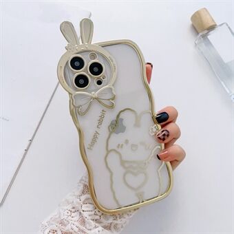 Voor iPhone 14 Pro Rabbit Ear Camera Lens Frame TPU Case Transparant Galvaniseren Telefoon Cover