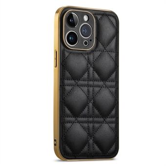 SUTENI Voor iPhone 14 Pro Stiksels Lijn Rhombus PU Leer Gecoat TPU + PC Beschermhoes Galvaniseren Telefoon Cover