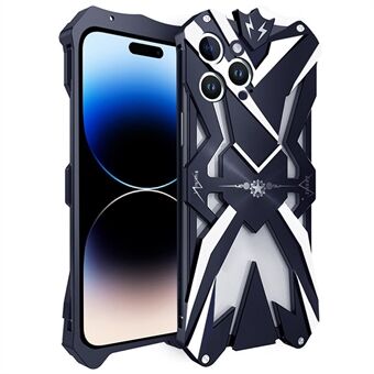 Voor iPhone 14 Pro Heavy Duty Armor metalen telefoonhoes slagvaste beschermhoes - zwart