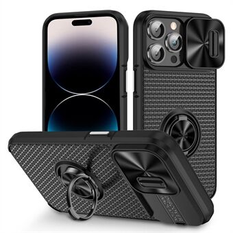 Ring standaard telefoonhoes voor iPhone 14 Pro pc + TPU-hoes met schuiflensbescherming