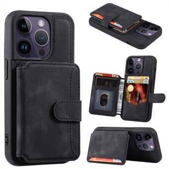 Voor iPhone 14 Pro Telefoon Wallet Case RFID Blocking Leather Coated TPU Kickstand Cover