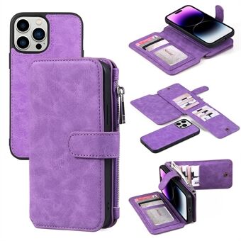 MEGSHI 007-serie voor iPhone 14 Pro TPU pc-telefoonhoes afneembare portemonnee van PU-leer