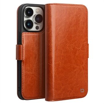 QIALINO Voor iPhone 14 Pro Telefoonhoes van echt rundleer Stand Folio Wallet Cover