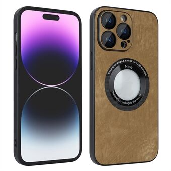 Voor iPhone 14 Pro PU-leer + pc + TPU-telefoonhoes Skin-touch magnetische telefoonhoes met lensbeschermer