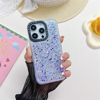 Lichtgevend hoesje voor iPhone 14 Pro Camerabescherming Frame Epoxy Glitter Sparkle PC+TPU telefoonhoes