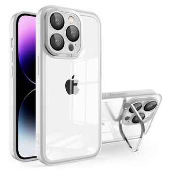 Voor iPhone 14 Pro Matte TPU Telefoonhoes Galvaniseren PC Kickstand Cover met lensfilm