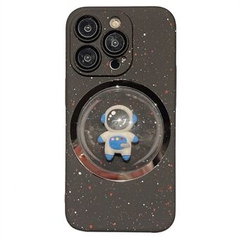 Harde pc-hoes voor iPhone 14 Pro 3D roterende astronaut bolle lens telefoonhoes met lensfilm