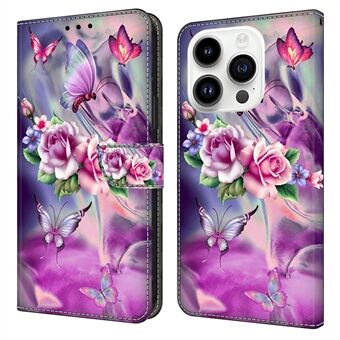 Voor iPhone 14 Pro PU lederen portemonnee hoesje 3D patroon gedrukt magnetische sluiting Stand telefoonhoes