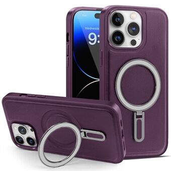 Voor iPhone 14 Pro magnetische standaardhoes PU-leer gecoat PC + TPU schokbestendig telefoonhoesje