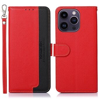 KHAZNEH slim-fit leren hoes voor iPhone 14 Pro RFID-blokkerende Litchi-textuur portemonnee Stand