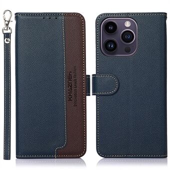 KHAZNEH slim-fit leren hoes voor iPhone 14 Pro RFID-blokkerende Litchi-textuur portemonnee Stand