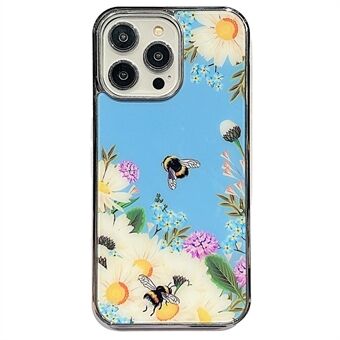 Voor iPhone 14 Pro anti- Scratch bloemenpatroon IMD Cover PC + TPU Galvaniseren Edge Phone Case