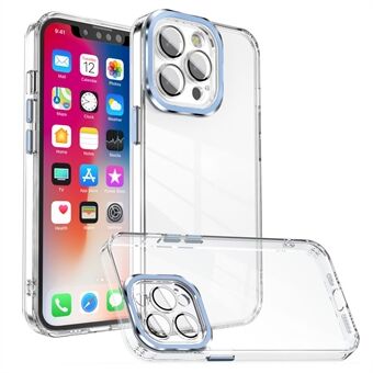 Voor iPhone 14 Pro schokbestendige telefoonhoes Transparante TPU + pc-hoes met glazen lensfilm