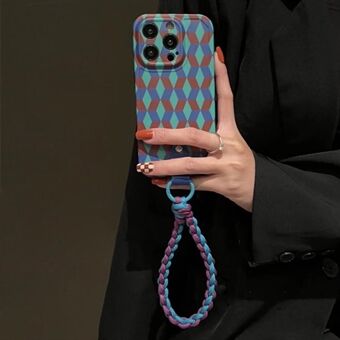 Voor iPhone 14 Pro Polsband Ontwerp Telefoon Cover Case Splicing Rhombus Anti-stof TPU Telefoon Shell