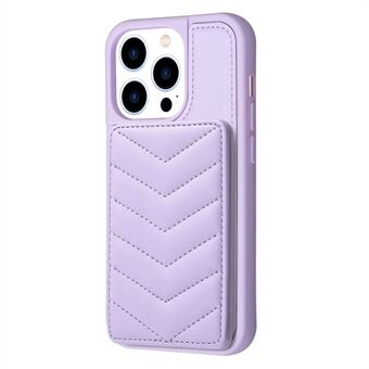 BF26 voor iPhone 14 Pro Case Wave Stitching Texture Kickstand Case TPU + PU lederen telefoonhoes met kaarthouder