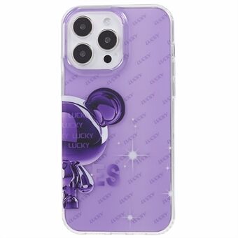 DIER COLOR Half Bear-serie voor iPhone 14 Pro Telefoonhoes Patroonbedrukking PC + TPU Scratch