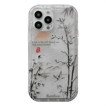 Voor iPhone 14 Pro Anti-drop TPU Cover Bamboo Forest Ink Painting Transparant telefoonhoesje