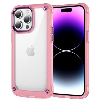 Voor iPhone 14 Pro Lichtmetalen lensframe PC + TPU Telefoonhoes Heldere Scratch achterkant