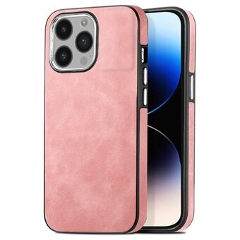 Voor iPhone 14 Pro Back Shell Electroplating Camera Frame Skin-touch leer gecoate TPU telefoonhoes