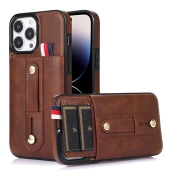 Voor iPhone 14 Pro Anti-drop standaard telefoonhoesje Retro PU-leer + TPU-hoes met kaartsleuven