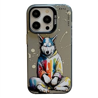 Voor iPhone 14 Pro Graffiti Dierenpatroon Gedrukt Cover PC+TPU Schokbestendig Bescherming Telefoonhoesje