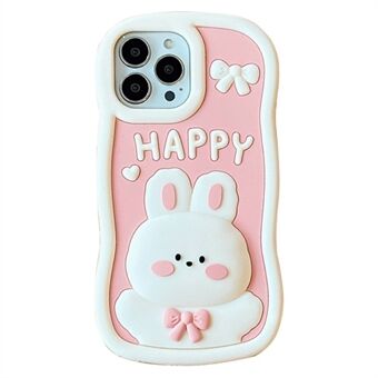 Voor iPhone 14 Pro Zachte siliconen telefoonhoes Anti-drop cover Schokbestendige mobiele telefoonbehuizing met konijndecor