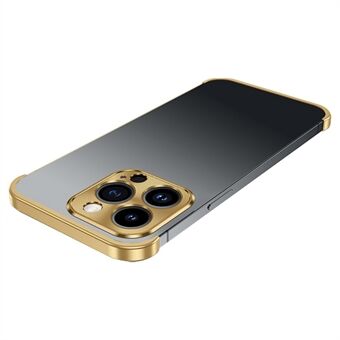 Voor iPhone 14 Pro Aluminium + Glazen Lensbeschermer Telefoonhoes Frameloze bumper Telefoonhoes (CD Veins Design)