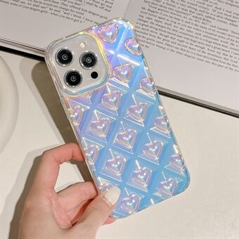 Voor iPhone 14 Pro Galvaniseren Gekleurd Rhombus Hart Telefoonhoesje Scratch TPU Mobiele Telefoonhoes - Multi