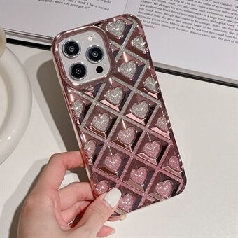 Voor iPhone 14 Pro mobiele telefoonhoesje TPU-shell galvaniserende Rhombus hart telefoonhoes