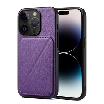 Kalfstextuur PU+PC+TPU telefoonhoesje voor iPhone 14 Pro Anti-Drop kaartsleuf standaard telefoonhoesje