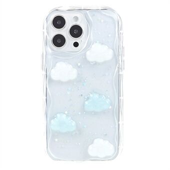 Voor iPhone 14 Pro Achterkant Schokabsorberende 3D Vlinder / Wolkenpatroon Epoxy TPU Telefoonhoesje