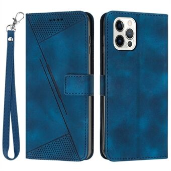 Driehoek Gedrukte Leren Hoes voor iPhone 14 Pro, Stand Wallet Anti-val Telefoonhoes