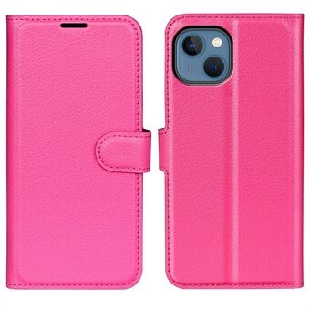 Voor iPhone 14 Plus 6.7 inch Litchi Textuur PU Leer Botsingsbestendig Stand Flip Cover Volledige Beschermende Portemonnee Telefoon Case