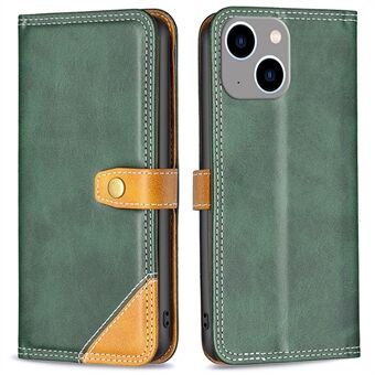 BINFEN COLOR BF Leather Series-8 voor iPhone 14 Plus 6,7 inch telefoonhoes met volledige bescherming 12 stijl Dubbele stiksels Lijnen Splicing Leather Case Kaarthouder Stand Cellphone Shell