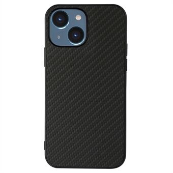Voor iPhone 14 Plus 6.7 inch Anti- Scratch Telefoon Case Drop-proof Koolstofvezel Textuur Beschermhoes PU Leer Gecoat Cellphone Hybrid Back Shell