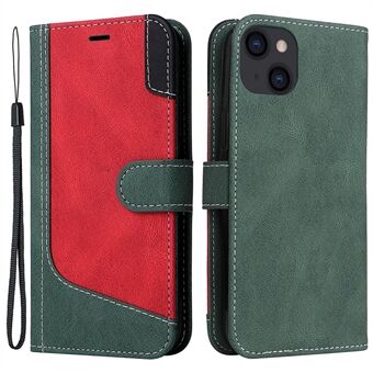 PU lederen driekleurige koppelingshoes voor iPhone 14 Plus 6,7 inch, Stand met magnetische sluiting voor telefoonstandaard met riem